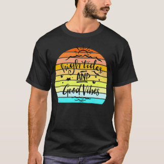 High Tides And Good Vibes Vintage Retro Sunset Tシャツ