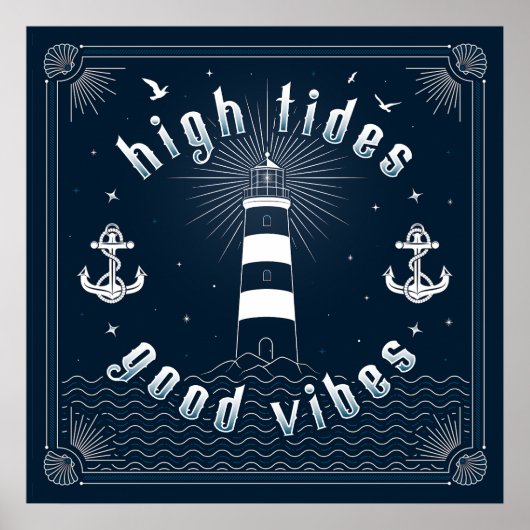 High Tides Good Vibes Sqポスター(24x24) ポスター (正面)