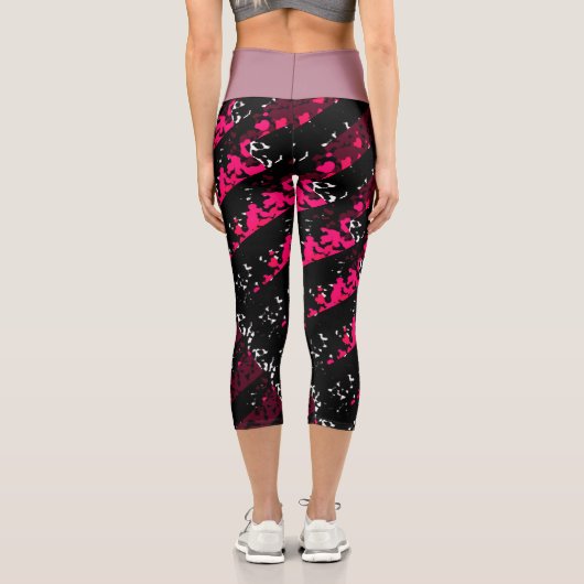 High waisted capris in pink and black カプリレギンス (裏面)
