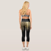 High Waisted Capris negro con amarillo カプリレギンス (裏面)