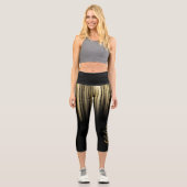 High Waisted Capris negro con amarillo カプリレギンス (正面)