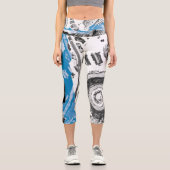 High Waisted Capris Wave Mecanism Abstract Design カプリレギンス (正面)