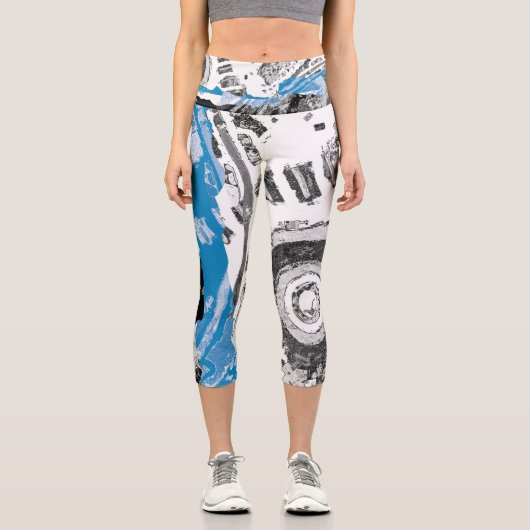 High Waisted Capris Wave Mecanism Abstract Design カプリレギンス (正面)