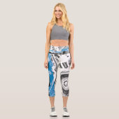 High Waisted Capris Wave Mecanism Abstract Design カプリレギンス (正面)