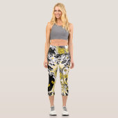 High Waisted Yoga Capris – Owl Abstract カプリレギンス (正面)