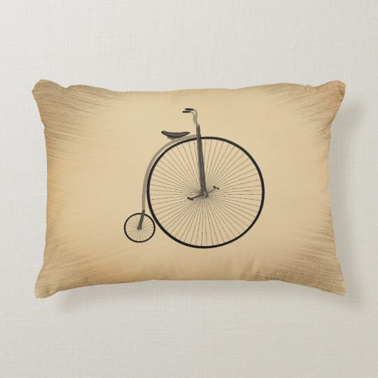 High-Wheel Antique Bicycle Rustic アクセントクッション (正面)