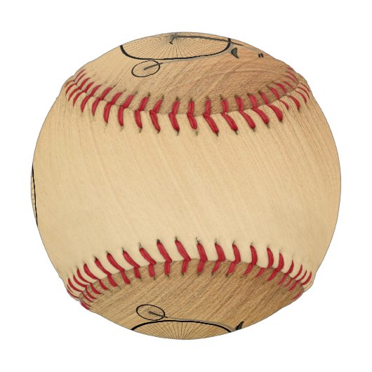 High-Wheel Antique Bicycle Rustic 野球ボール (正面)