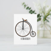 High wheel bicycle cartoon illustration ポストカード (スタンド正面)