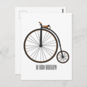 High wheel bicycle cartoon illustration ポストカード (正面/裏面)