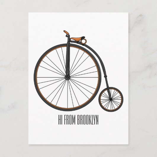 High wheel bicycle cartoon illustration ポストカード (正面)