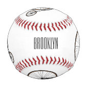 High wheel bicycle cartoon illustration  野球ボール (正面)