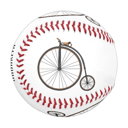 High wheel bicycle cartoon illustration  野球ボール (正面左)