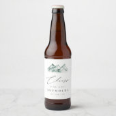 Highland | 水彩画の山並みをモチーフにした結婚式デザイン ビールラベル (正面)