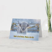 Highland Calf in a Pasture of Snow Garland Lights  カード (正面)
