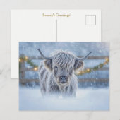 Highland Calf in Snow Christmas Holiday ポストカード (正面/裏面)