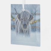 Highland Calif in the Snow Country Cute ガラスオーナメント (正面左)