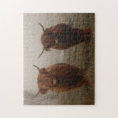 Highland Cattle Fog Photo ジグソーパズル (縦)