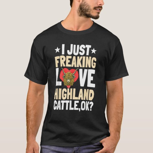 Highland Cattle Scottish Farmer Breeder Herder Cat Tシャツ (正面)