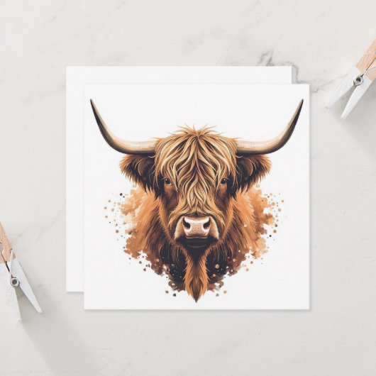 Highland Coo Greeting Card -  カード (正面/裏面インサイチュ)