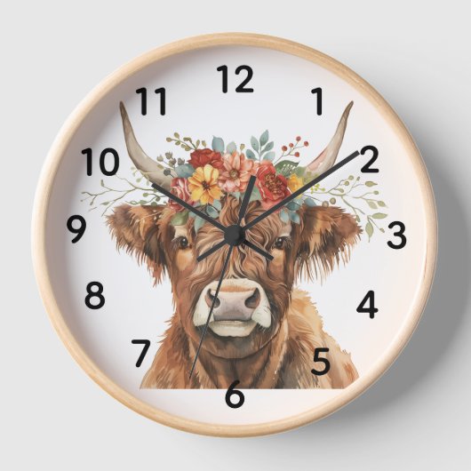 Highland Cow 壁時計 (正面)