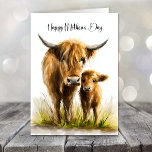 Highland Cow and Calf Mother's Day シーズンカード<br><div class="desc">Celebrate Mom with this highland cow and calf Mother’s Day card. Inside,  you'll find a customizable message template,  making it easy to add your own personal touch and share just how much she means to you.</div>