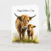 Highland Cow and Calf Mother's Day シーズンカード (正面)