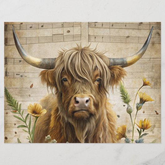 Highland Cow  and Music Notes (正面)
