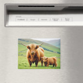 Highland Cow Animal Nature Wildlife Affection Love マグネット (インサイチュ (食洗機))