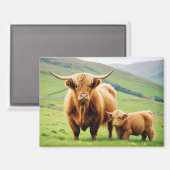 Highland Cow Animal Nature Wildlife Affection Love マグネット (正面/裏面)