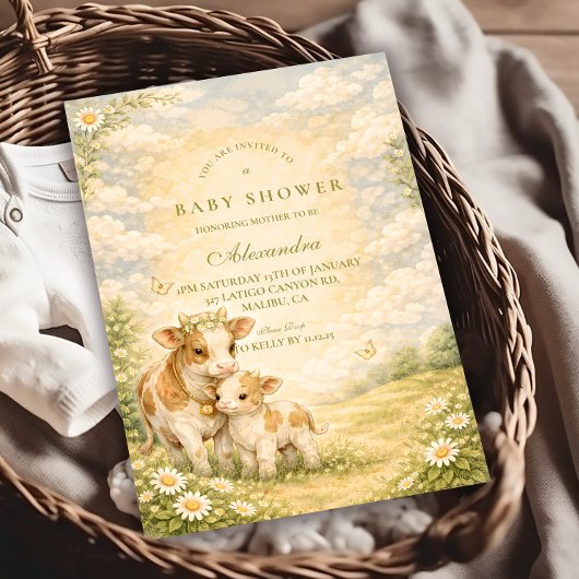 Highland Cow Baby Shower 招待状