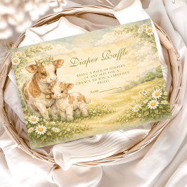 Highland Cow Baby Shower Diapper Raffle エンクロージャーカード