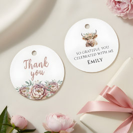 Highland Cow Birthday Girl Boho Farm Party フェイバータグ