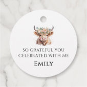 Highland Cow Birthday Girl Boho Farm Party フェイバータグ (裏面)