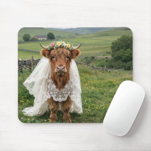 Highland Cow Bride マウスパッド (マウス)
