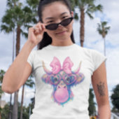 Highland Cow Bubblegum Coquette Holographic Sublim Tシャツ