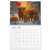 Highland Cow Calendar カレンダー (2月 2026)