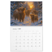 Highland Cow Calendar カレンダー (1月 2027)