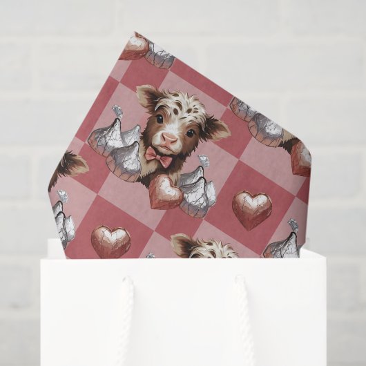 Highland Cow Chocolate & Heart Kisses Gift Liner 薄葉紙 (ギフトバッグ)