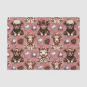 Highland Cow Chocolate Kisses and Bows Gift Liner 薄葉紙 (正面)