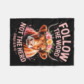 Highland Cow Christian  フリースブランケット (正面(横))