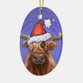 Highland Cow Christmas セラミックオーナメント (左)
