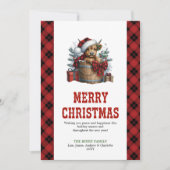 Highland cow Christmas card with holly berries シーズンカード (正面)