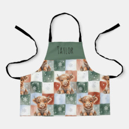 Highland Cow Christmas Crew Personalized Kids エプロン