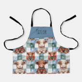 Highland Cow Christmas Crew Personalized Kids エプロン (正面)