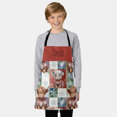 Highland Cow Christmas Cute Personalized Kids エプロン (着用した状態)