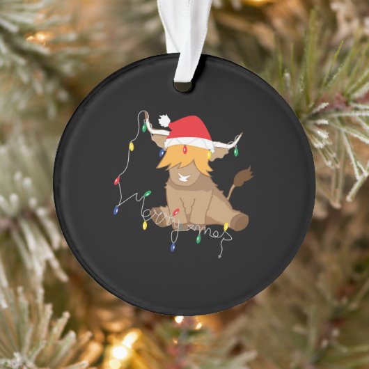 Highland cow christmas lights オーナメント (ツリー)
