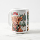 Highland Cow Christmas Mug コーヒーマグカップ (正面左)