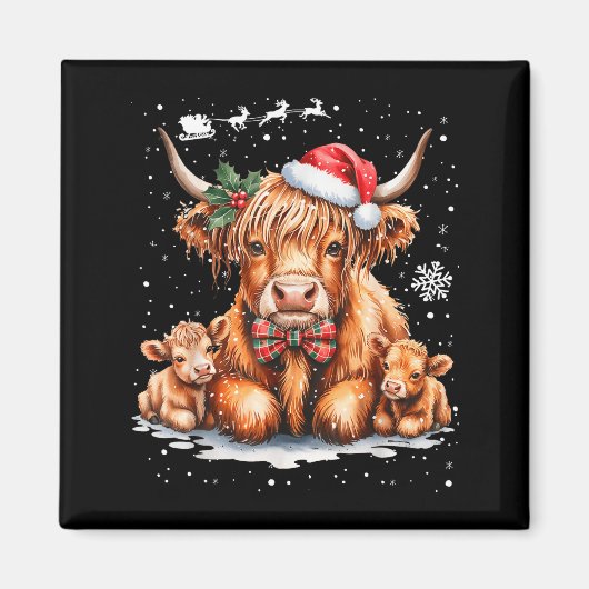 Highland Cow Christmas Outfit Idea Women Xmas High マグネット (正面)