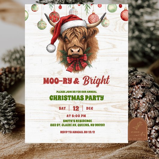 Highland cow christmas party 招待状