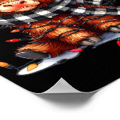 Highland Cow Christmas Santa Hat Mooey Xmas Heifer ポスター (角)